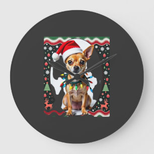 Chihuahua Christmas Santa Ugly Sweater Dog Lover X Large Clock