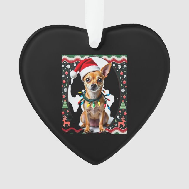 Chihuahua Christmas Santa Ugly Sweater Dog Lover X Ornament (Front)