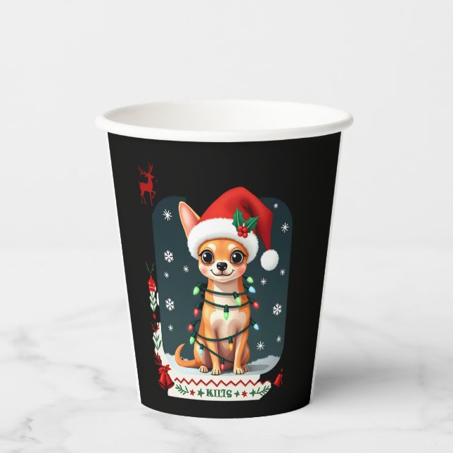 Chihuahua Christmas Santa Ugly Sweater Dog Lover X Paper Cups (Front)