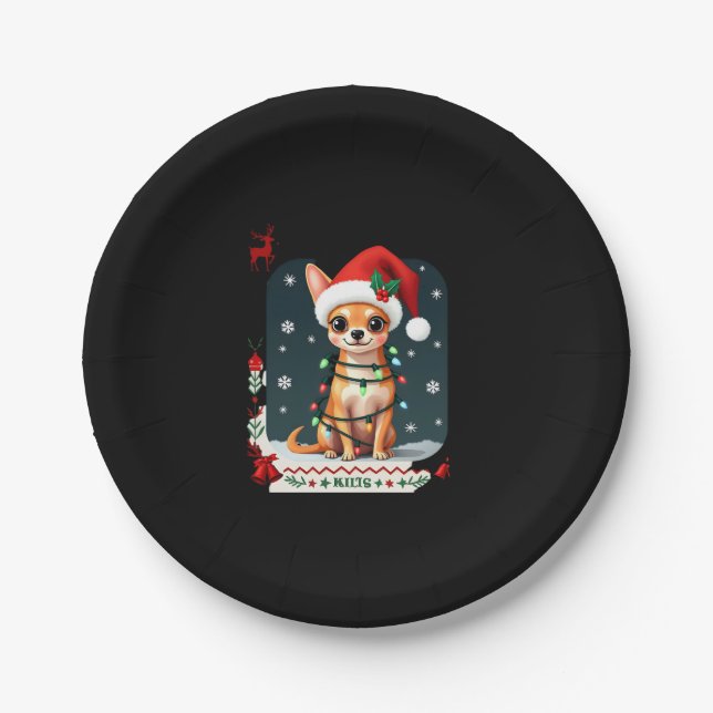Chihuahua Christmas Santa Ugly Sweater Dog Lover X Paper Plate (Front)