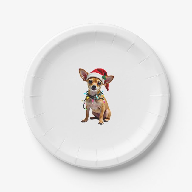 Chihuahua Christmas Santa Ugly Sweater Dog Lover X Paper Plate (Front)