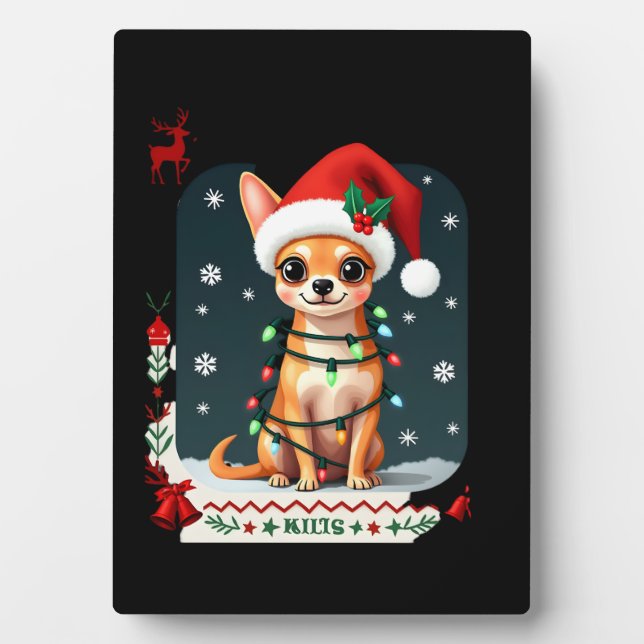 Chihuahua Christmas Santa Ugly Sweater Dog Lover X Plaque (Front)