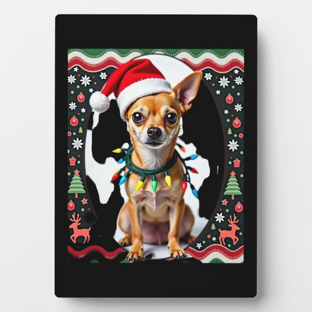 Chihuahua Christmas Santa Ugly Sweater Dog Lover X Plaque (Front)