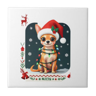 Chihuahua Christmas Santa Ugly Sweater Dog Lover X Tile