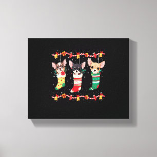 Chihuahua Christmas Socks Lights Funny Xmas Dog Lo Canvas Print