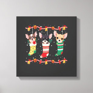 Chihuahua Christmas Socks Lights Funny Xmas Dog Lo Canvas Print