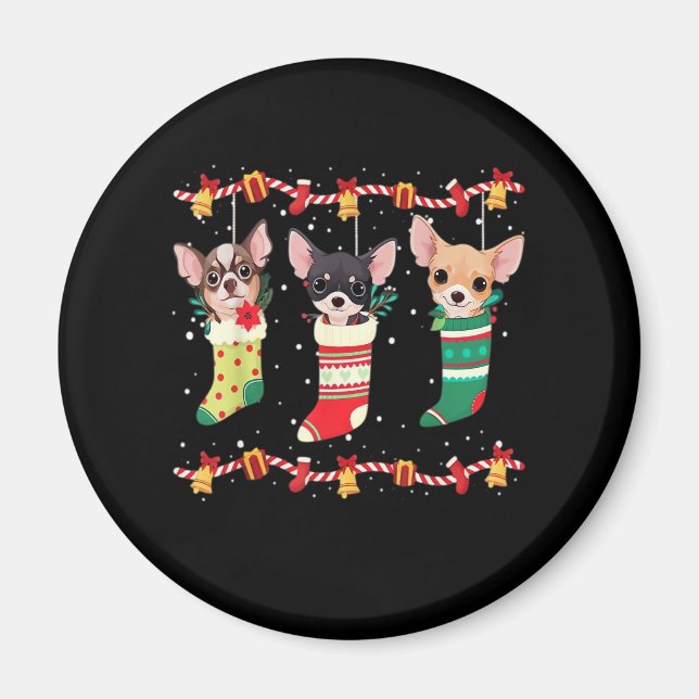 Chihuahua Christmas Socks Lights Funny Xmas Dog Lo Magnet (Front)