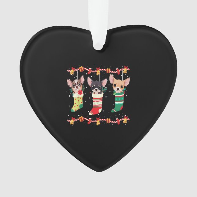 Chihuahua Christmas Socks Lights Funny Xmas Dog Lo Ornament (Front)