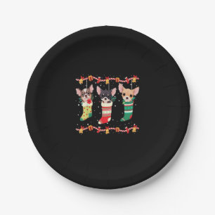 Chihuahua Christmas Socks Lights Funny Xmas Dog Lo Paper Plate
