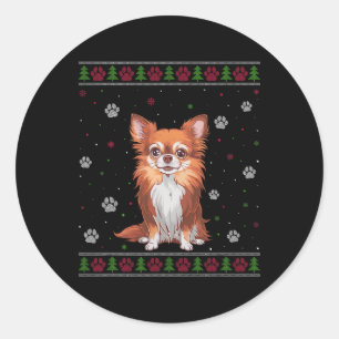 Chihuahua Christmas Sweater Xmas Pet Animal Dog Lo Classic Round Sticker