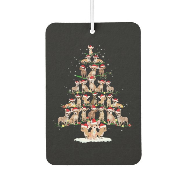 Chihuahua Christmas Tree Funny Tee Xmas Chihuahua  Car Air Freshener (Front)