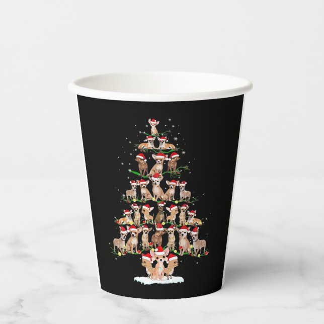 Chihuahua Christmas Tree Funny Tee Xmas Chihuahua  Paper Cups (Front)