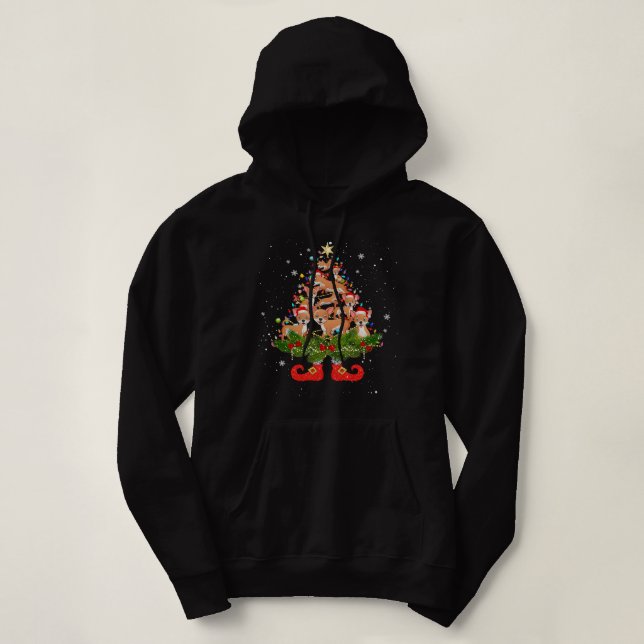 Chihuahua Christmas Tree Lights Funny Santa Hat Do Hoodie (Design Front)