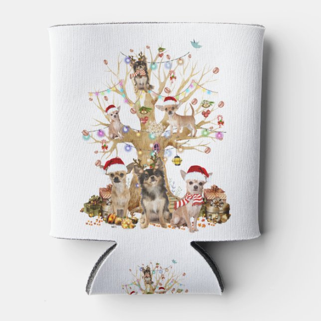 Chihuahua christmas tree ornament dog lover can cooler (Front)