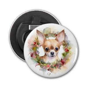 Chihuahua Christmas Wreath Festive Pup Bottle Opener