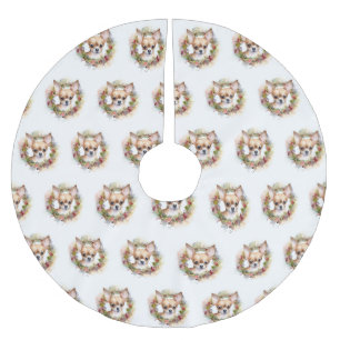 Chihuahua Christmas Wreath Festive Pup Brushed Polyester Tree Skirt