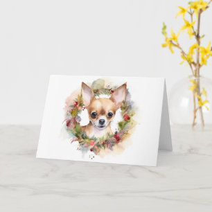 Chihuahua Christmas Wreath Festive Pup Card