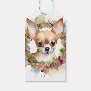 Chihuahua Christmas Wreath Festive Pup Gift Tags