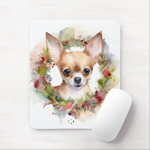 Chihuahua Christmas Wreath Festive Pup Mouse Mat