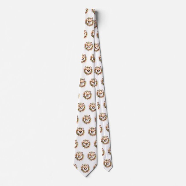 Chihuahua Christmas Wreath Festive Pup Tie (Front)