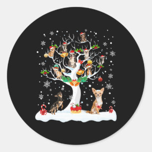 Chihuahua Christmas Xmas Tree Dog Lover Men Women Classic Round Sticker
