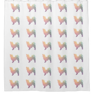 Chihuahua Colourful Geometric Pattern Silhouette Shower Curtain