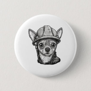 Chihuahua  Construction Worker  Construction    6 Cm Round Badge