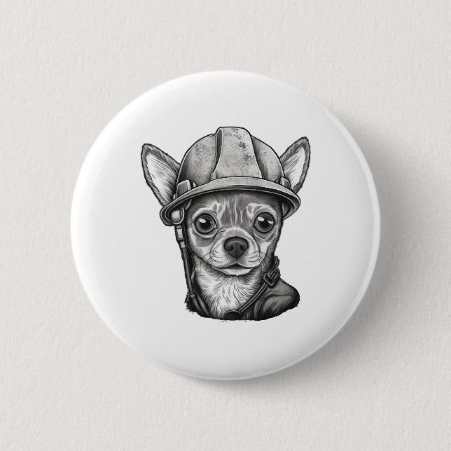 Chihuahua  Construction Worker  Construction    6 Cm Round Badge (Front)