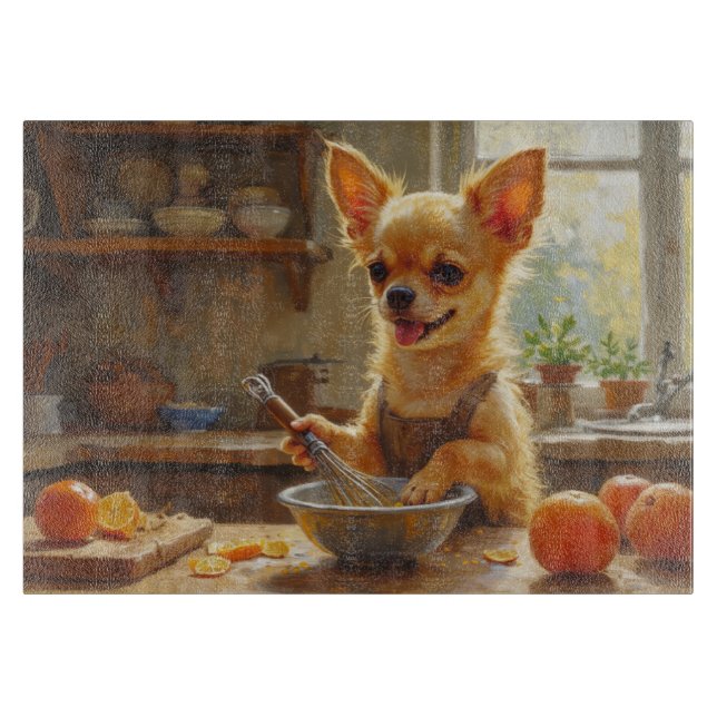 Chihuahua Cooking in Kitchen Cutting Board (Front)