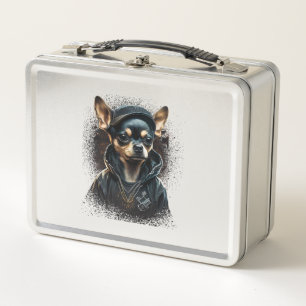 Chihuahua Cool Dog Rap Hip-Hop Gangster Metal Lunch Box