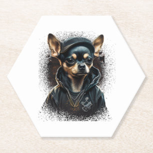 Chihuahua Cool Dog Rap Hip-Hop Gangster Paper Coaster