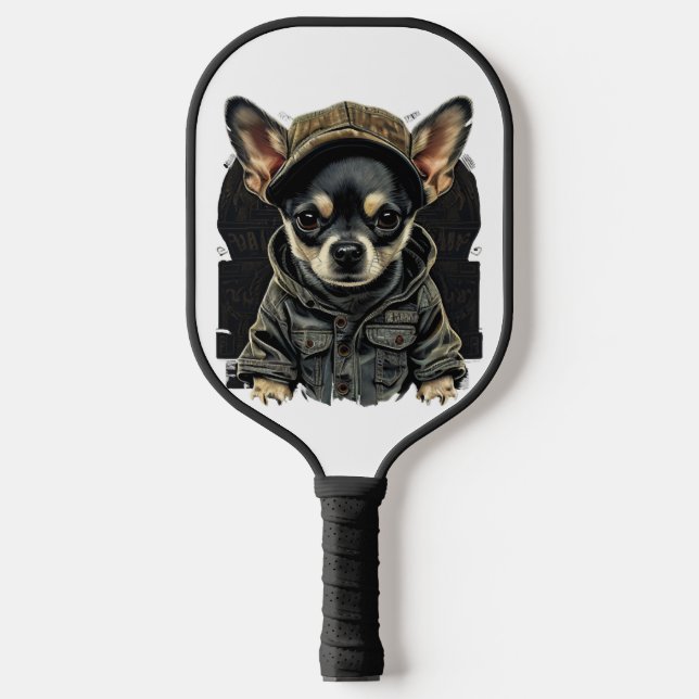 Chihuahua Cool Dog Rap Hip-Hop Gangster Pickleball Paddle (Front)
