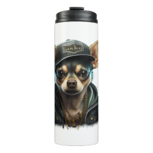 Chihuahua Cool Dog Rap Hip-Hop Gangster Thermal Tumbler