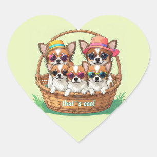 Chihuahua Coole Welpen Heart Sticker