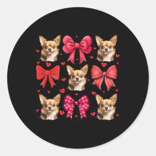 Chihuahua Coquette Bow Puppy Lover Dog Mom Valenti Classic Round Sticker