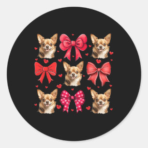 Chihuahua Coquette Bow Puppy Lover Dog Mum Valenti Classic Round Sticker