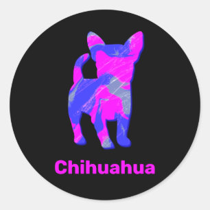 Chihuahua Crazy Hot Pink and Blue Classic Round Sticker