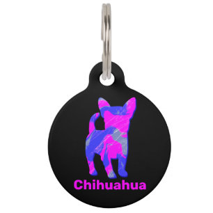 Chihuahua Crazy Hot Pink and Blue Pet Tag