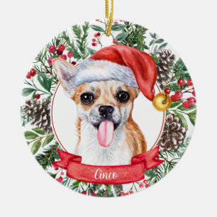 Chihuahua Custom Dog Santa Hat Christmas Ornament