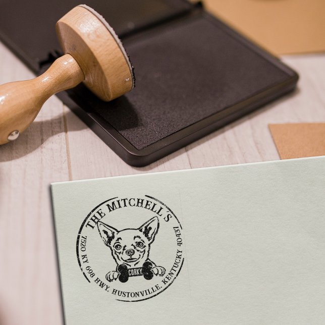 Chihuahua Custom Family Return Address    Rubber Stamp (Creator Uploaded)