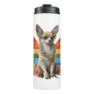 Chihuahua Cute Dog Beautiful Flowers Girl Thermal Tumbler