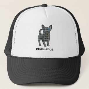 Chihuahua Cute Dog Silhouette Grid Custom Trucker Hat
