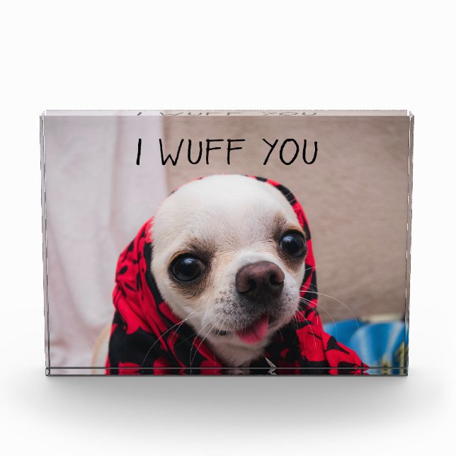 Chihuahua cute I wuff you love Valentines Photo Block (Front)