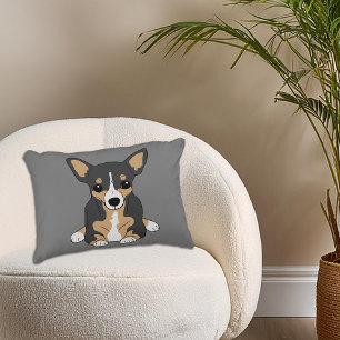 Chihuahua Cute Tri-Colour Chihuahua Grey Decorative Cushion