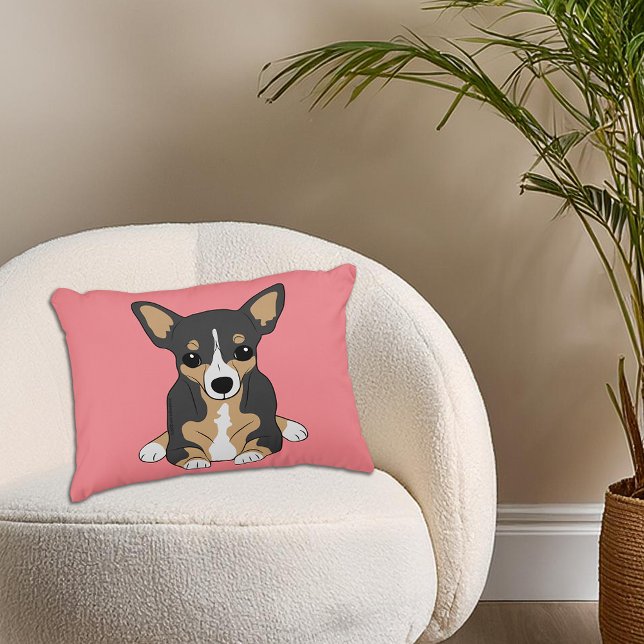 Chihuahua Cute Tri-Colour Chihuahua Rose Decorative Cushion (Chihuahua Cute Tri-Color Chihuahua Rose Accent Pillow)
