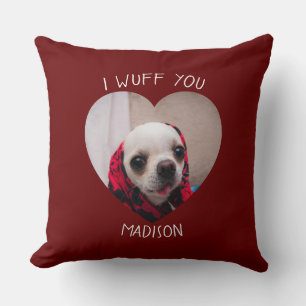 Chihuahua cute wuff you love Valentine heart photo Cushion