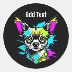 Chihuahua Cyberpunk style Art Personalised Classic Round Sticker