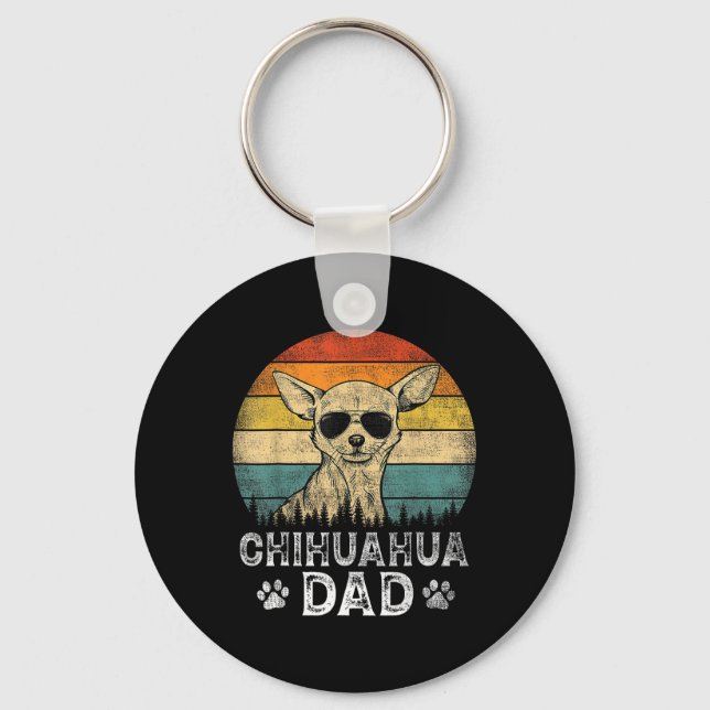 Chihuahua Dad Dog Lovers Father's Day Tee  Key Ring (Front)