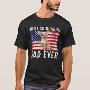 Chihuahua Dad USA American Flag Chihuahua Dog Love T-Shirt