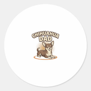 Chihuahua Dad Vintage Engraving Dog Lover Design_1 Classic Round Sticker